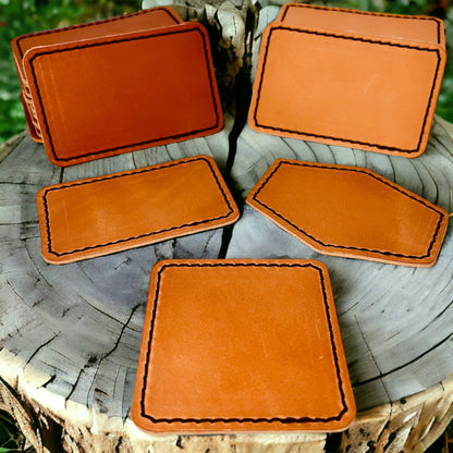 Limousin Brown Top-Grain Stitched Leather Patches - #LoneStar Adhesive#